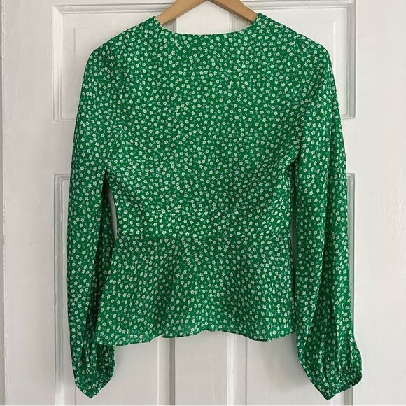Rixo London Green Floral Kikki Top Silk Blend - Picture 7 of 10